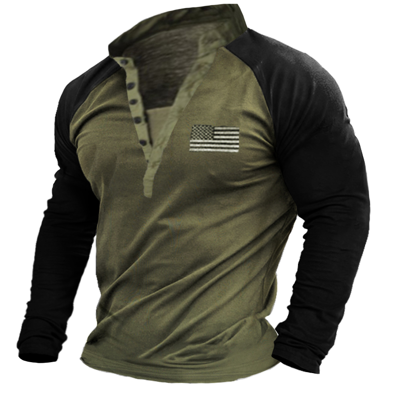 Men’s Outdoor Tactical Patchwork Henley Shirt – Peechili